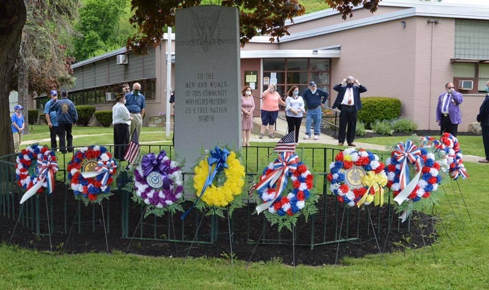 Wreaths around monument